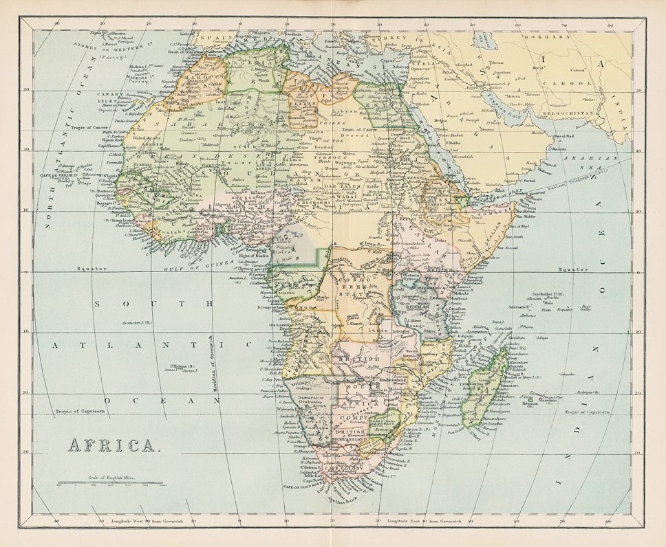 Africa map, 1896
