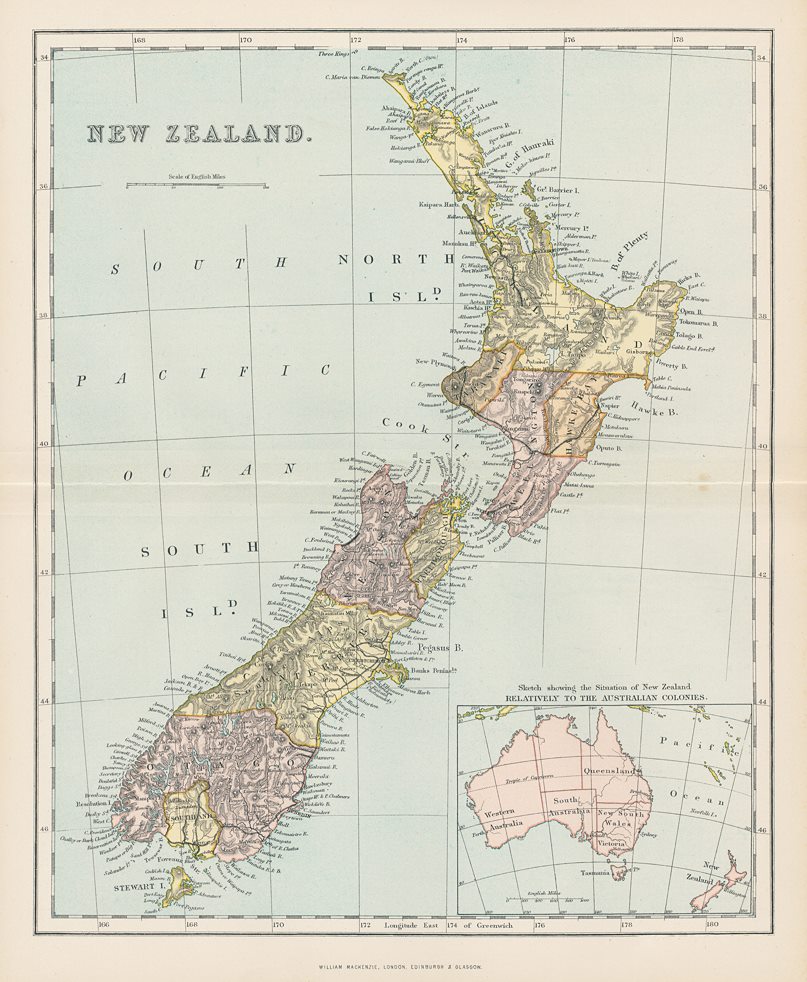 New Zealand map, 1896