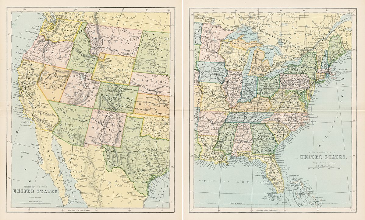 USA, map on two sheets, 1896