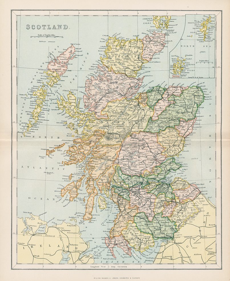 Scotland map, 1896