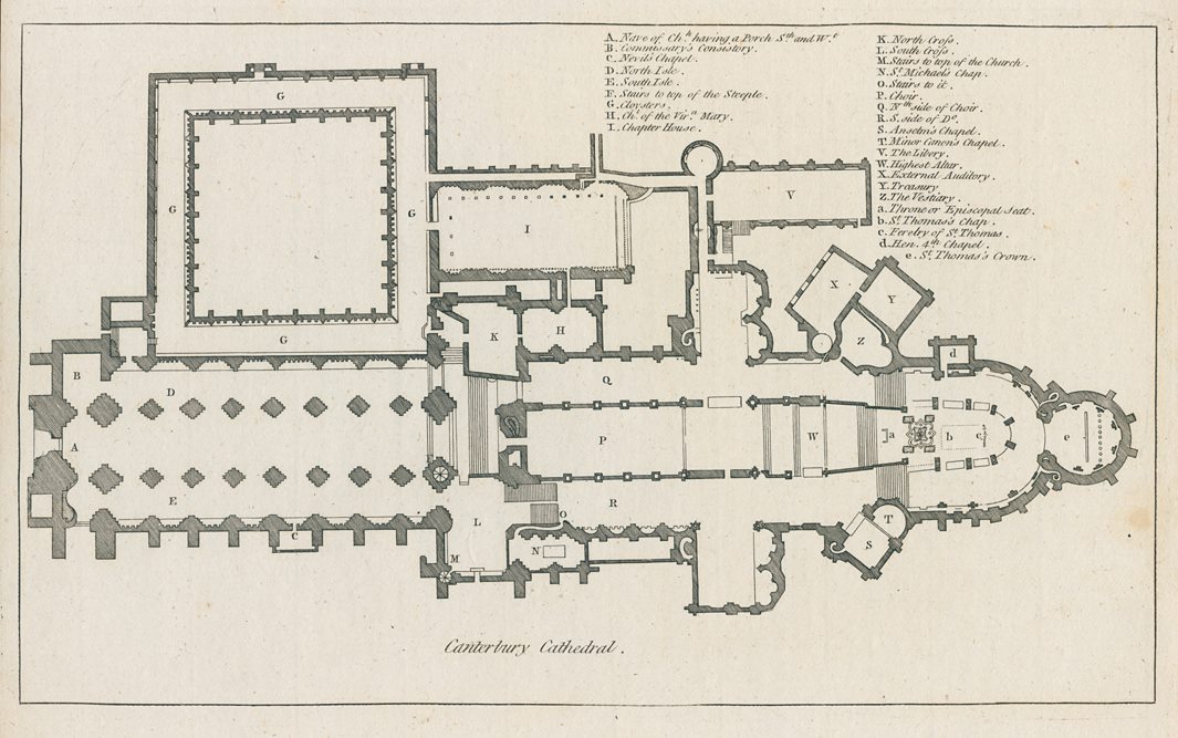 Kent, Canterbury Cathedral ground plan, 1786