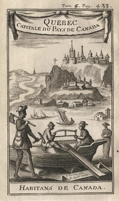 Canadian costume & view of Quebec, 1717