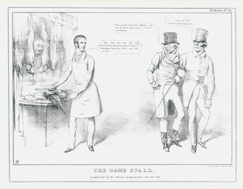 'The Game Stall', John Doyle, HB Sketches, Nov 18, 1831