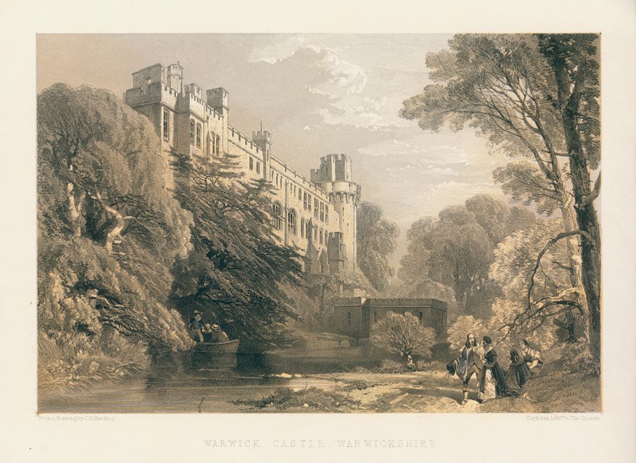 Warwick Castle, stone lithograph after Harding, c1845