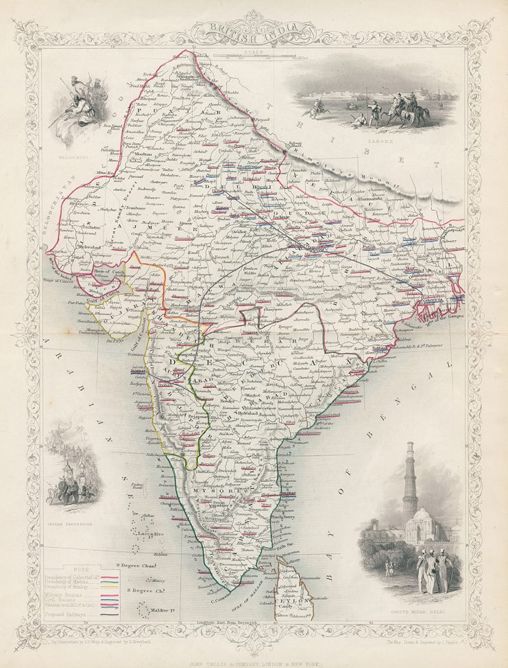 British India, Tallis/Rapkin map, 1853