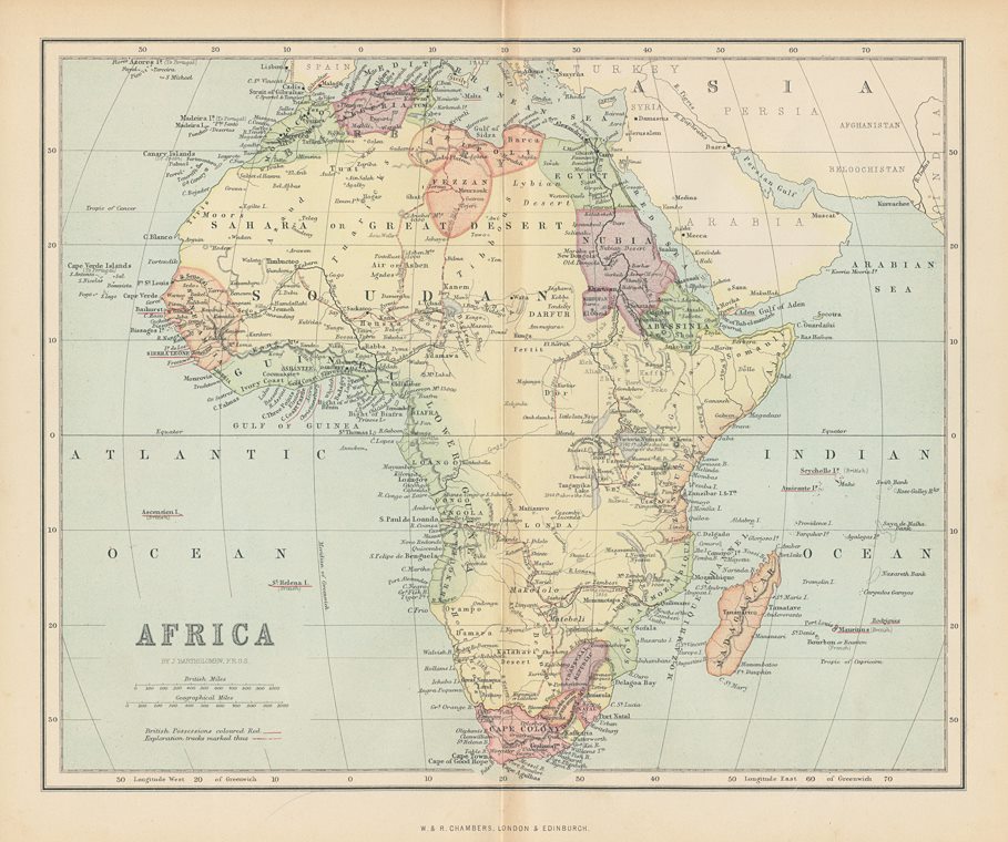 Africa map, 1864