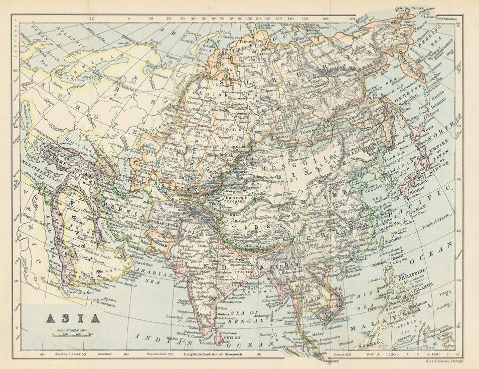 Asia map, c1890