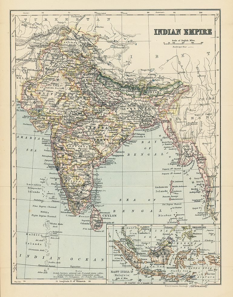 Indian Empire map, c1890