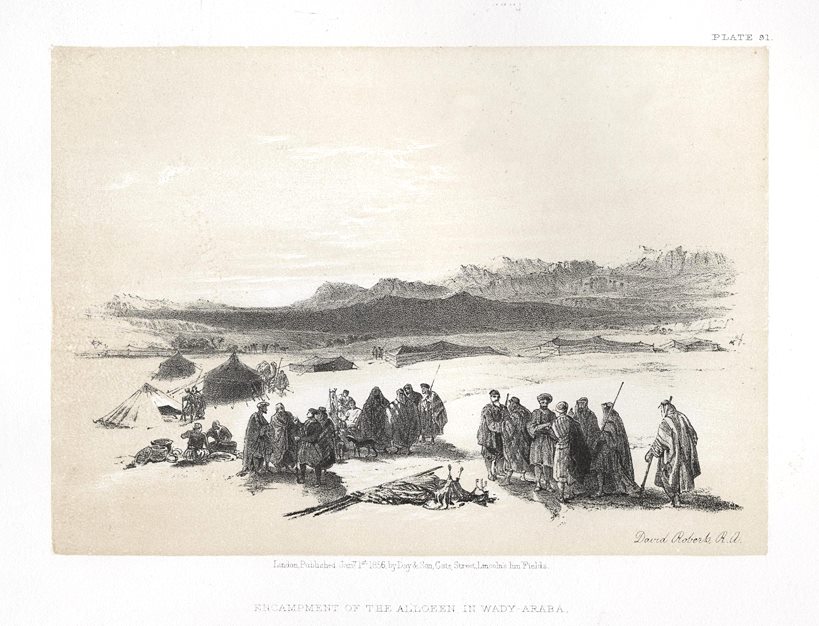 Egypt, Encampment of the Alloeen in Wady Araba, 1855