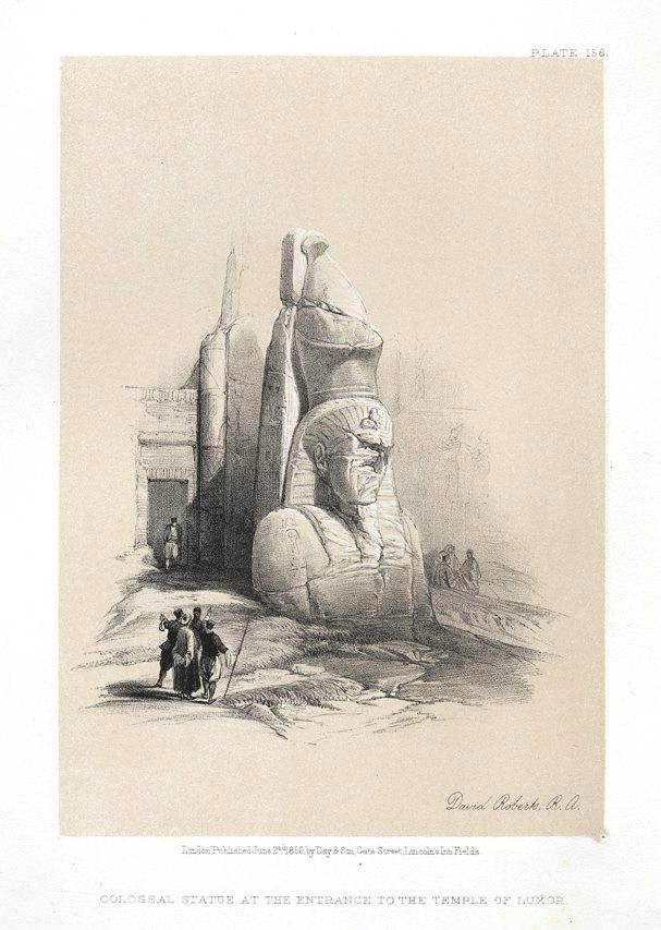 Egypt, Statue at entrance to Temple of Luxor, 1855
