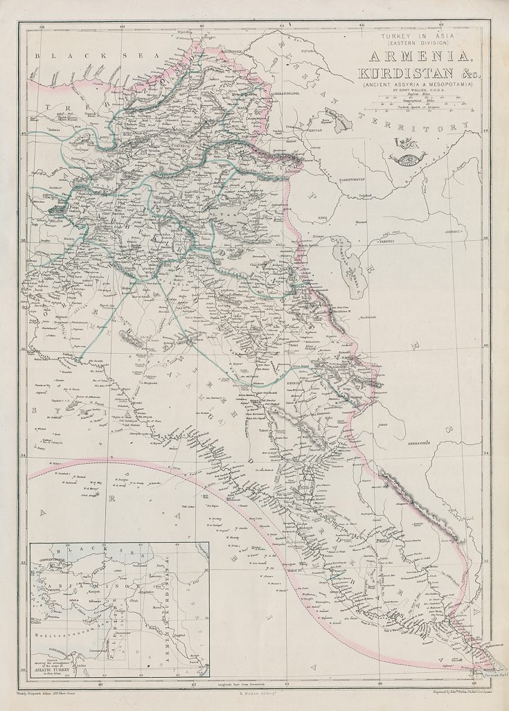 Armenia & Kurdistan map, 1863