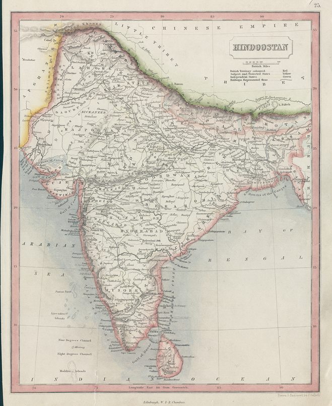 India (Hindoostan) map, 1842