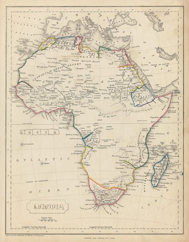 Africa map, 1856