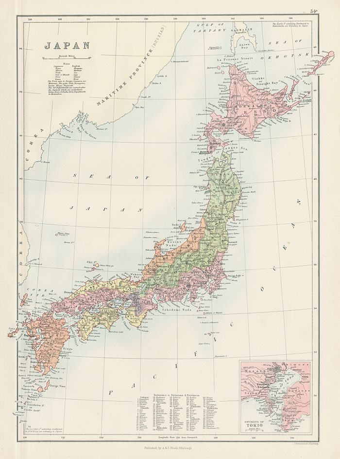 Japan map, c1879