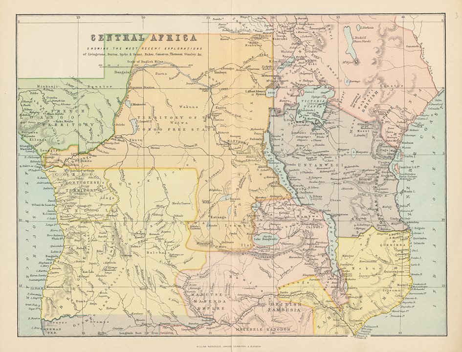 Central Africa map, c1880