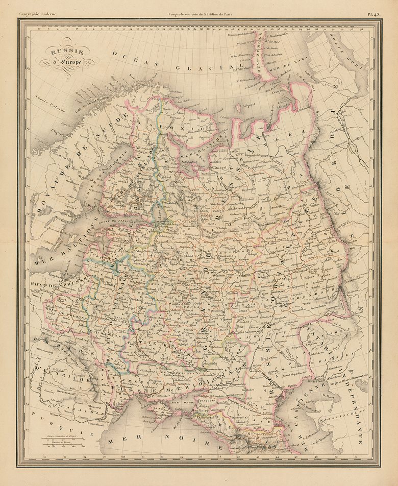 Russia in Europe map, 1842