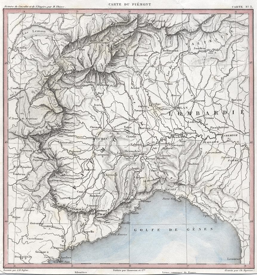 Italy, Peidmont map, 1859