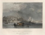 Malta, Valletta, from the Quarantine Harbour, c1845
