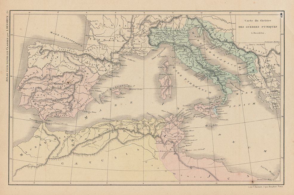 Map of the Punic Wars, 1865