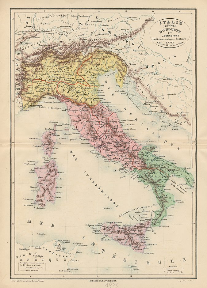 Roman Italy at the time of Augustus, c1875