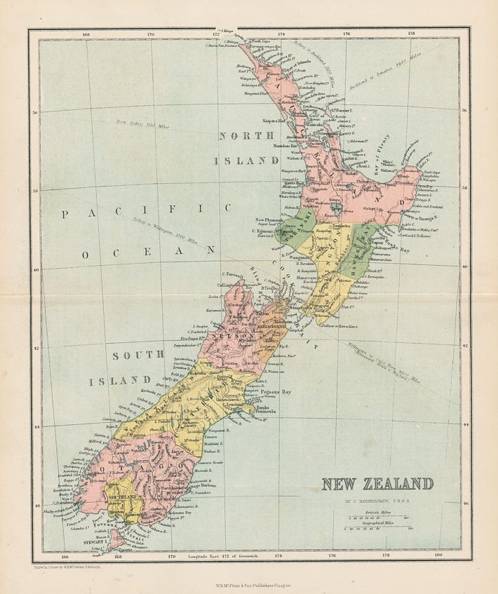 New Zealand map, c1870