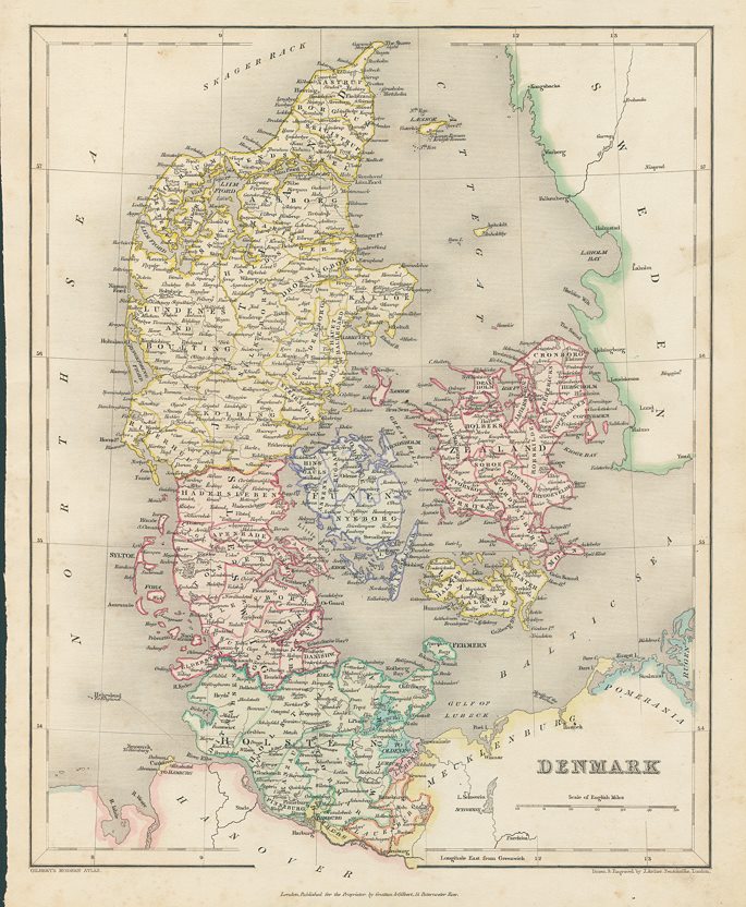 Denmark map, c1841