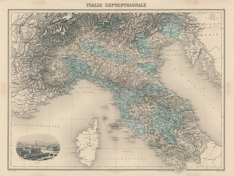 Northern Italy map, 1889
