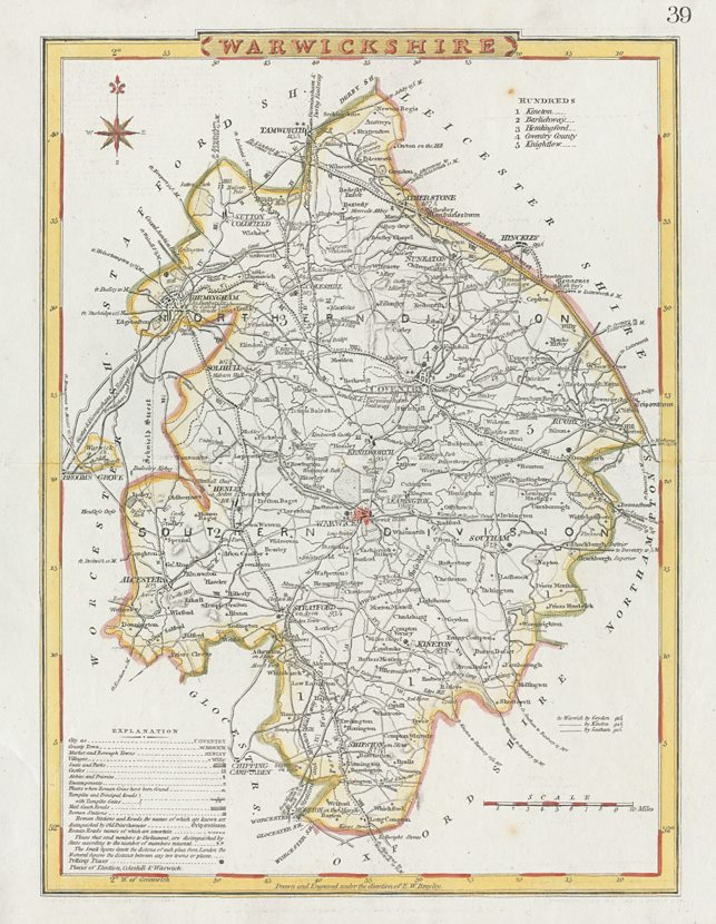Warwickshire map, c1845
