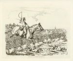 Huntsman & dogs leaping hurdle, Alkens Scrapbook, 1821