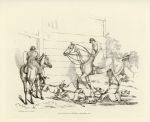Huntsmen & dogs at kennels, by Alken, 1821