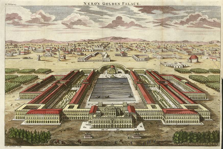 Italy, Nero's Golden Palace, large copper engraving, 1770