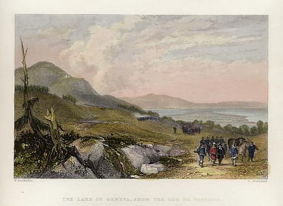 France, Savoy, Lake Geneva from Col de Voirons, 1836