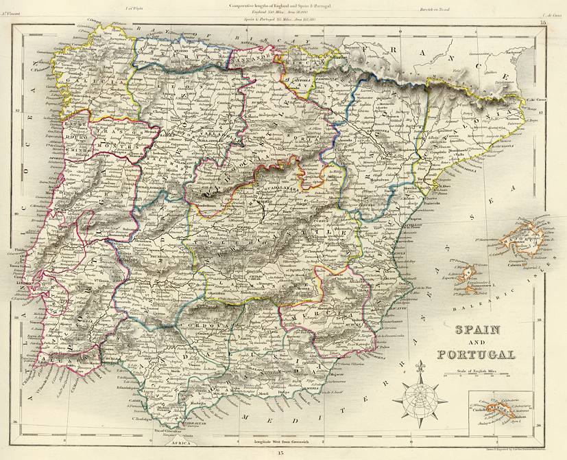 Spain & Portugal, College Atlas, 1850