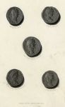 Roman coins, steel engraving, 1850