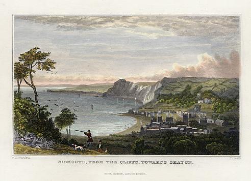 Devon, Sidmouth from the Cliffs, 1832