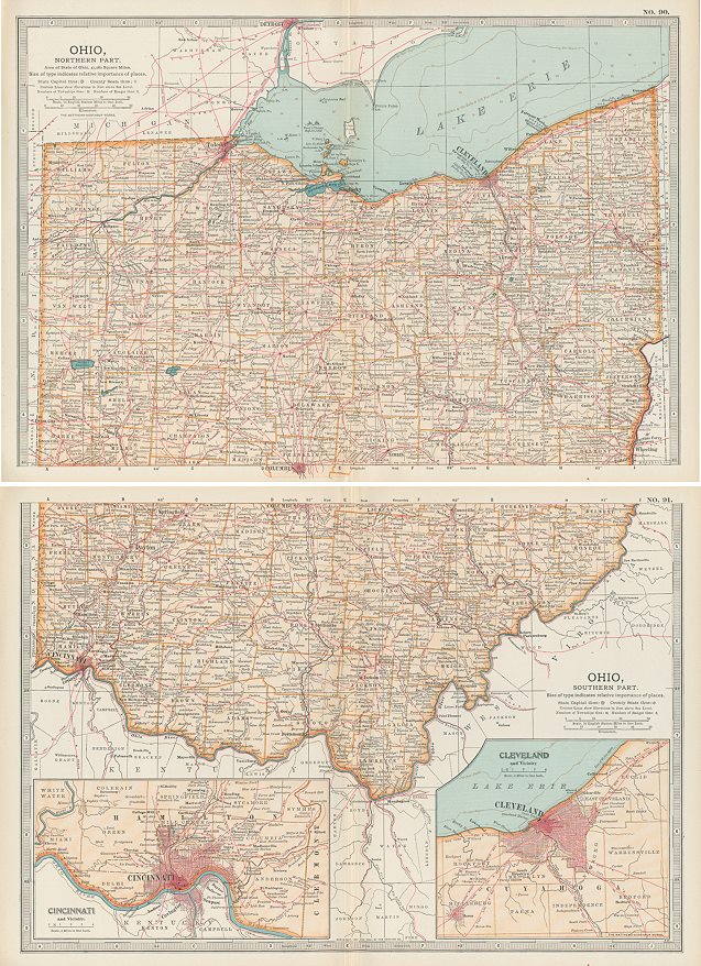USA, Ohio map (on two sheets), 1897
