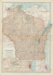 USA, Wisconsin map, 1897