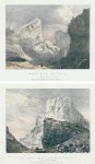 Somerset, Cheddar Cliffs (2 prints), George Rowe litho, c1840