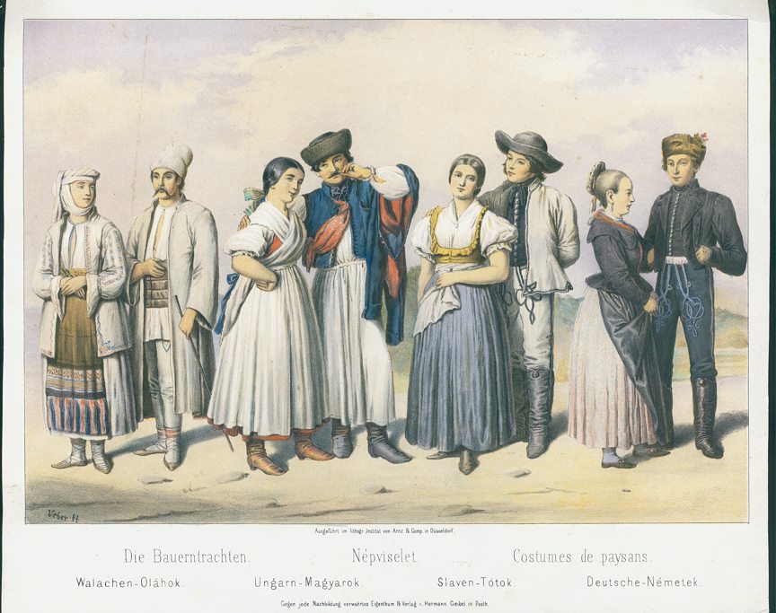Hungary, various national costumes, 1855