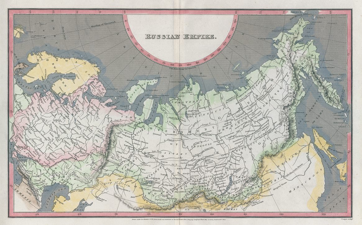 Russian Empire (Russia in Asia) map, 1820