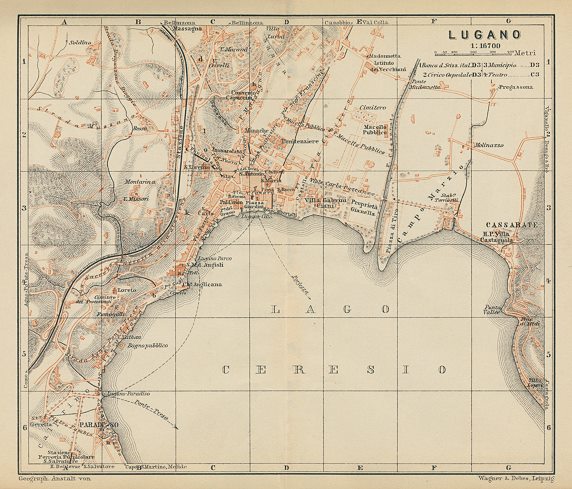 Italy, Plan of Lugano, c1895