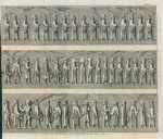 Iran, Persepolis, carved figures on the staircase, 1744