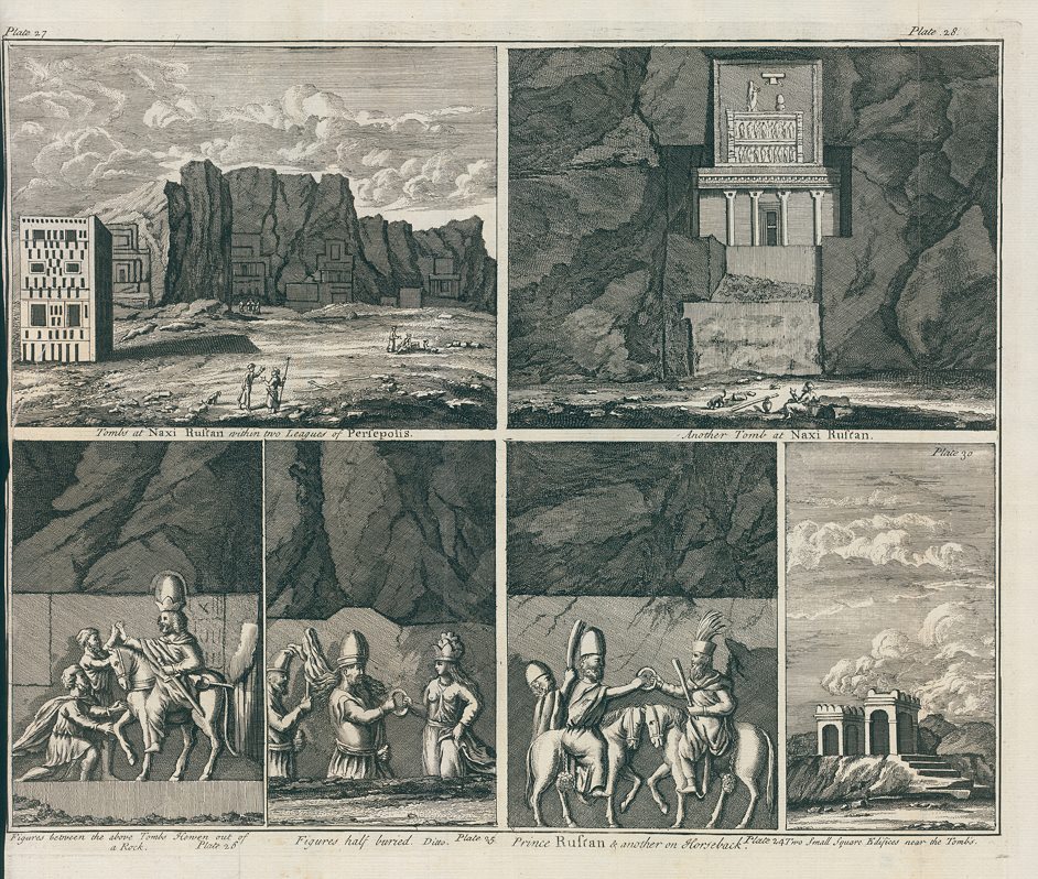 Iran, Persepolis, five views on one plate, 1744
