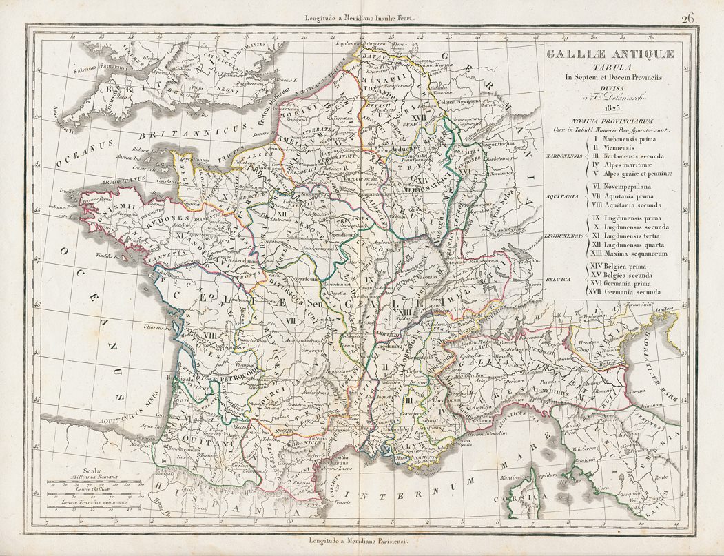 Ancient France map, Delamarche, 1826