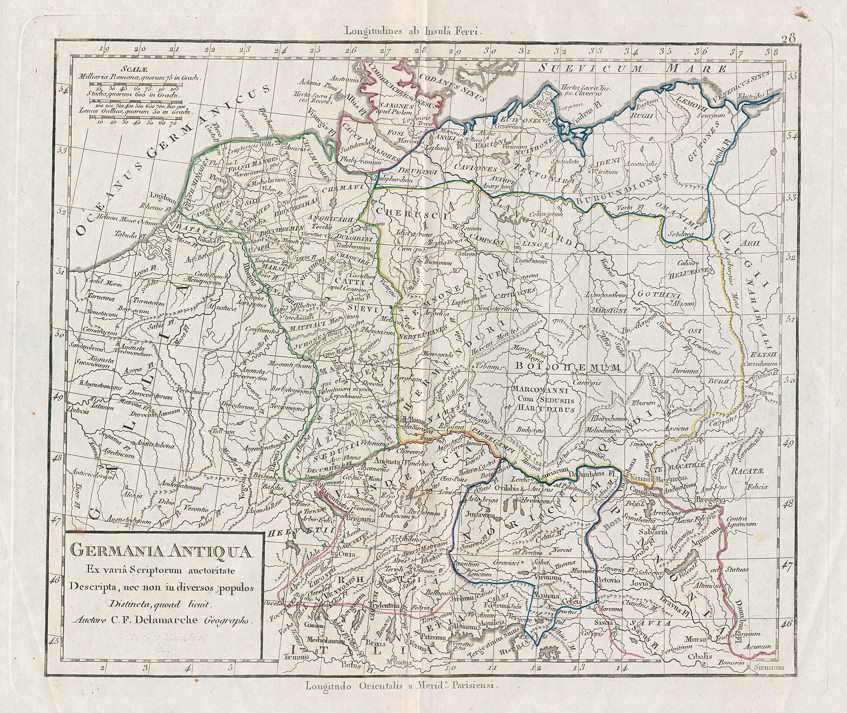 Ancient Germany map, Delamarche, 1826
