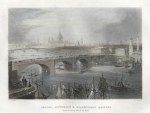 London, River Thames and Bridges, 1842