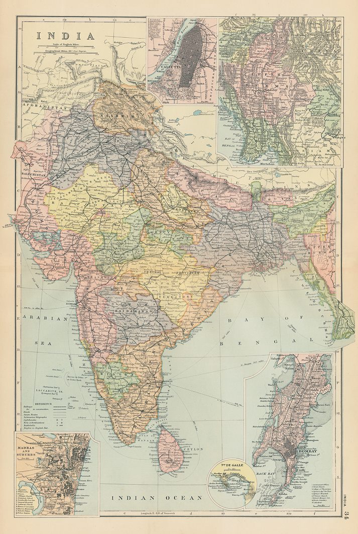 India map, c1890