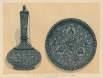 India, Surahi and plate, silver enamelled, from Lucknow, 1890