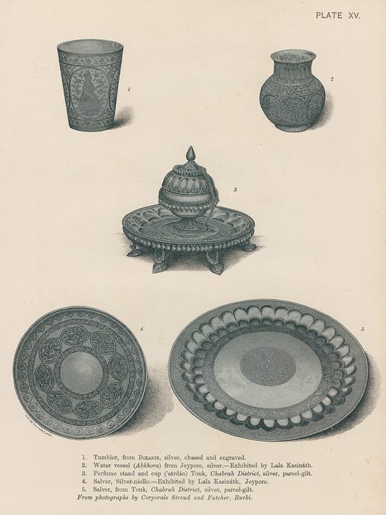 India, Silver salvers and other items, 1890