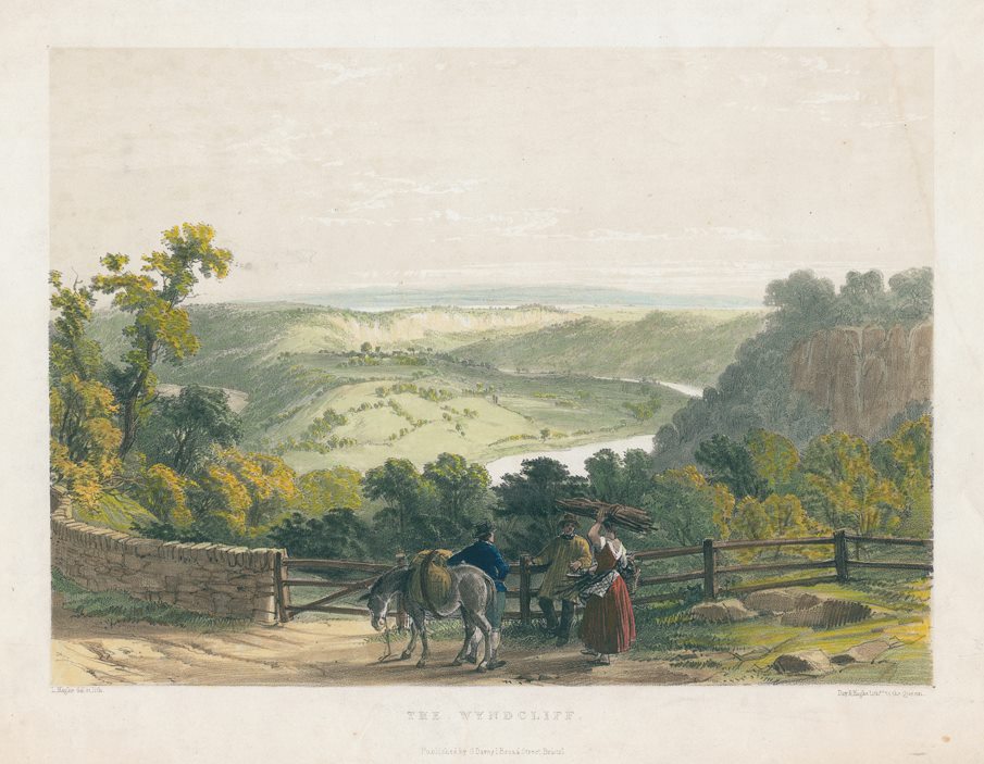 Monmouthshire, The Wyndcliff (Wye Valley) stone lithograph, 1840